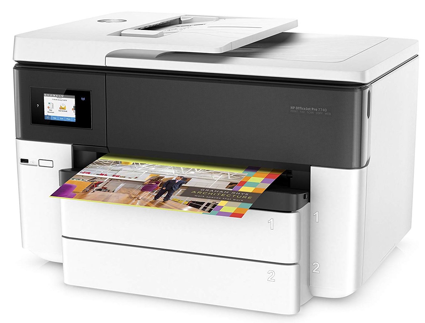 מדפסת הזרקת דיו משולבת HP Officejet Pro 7740 – תמונה 3