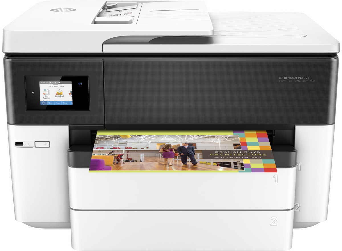מדפסת הזרקת דיו משולבת HP Officejet Pro 7740 – תמונה 2